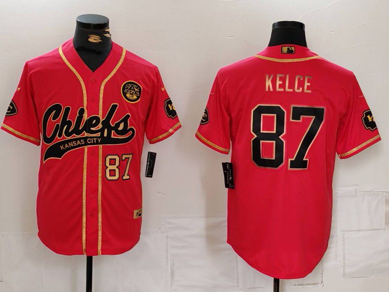 Men Kansas City Chiefs 87 Kelce Red Three generation joint name 2024 Nike Limited NFL Jersey style 2